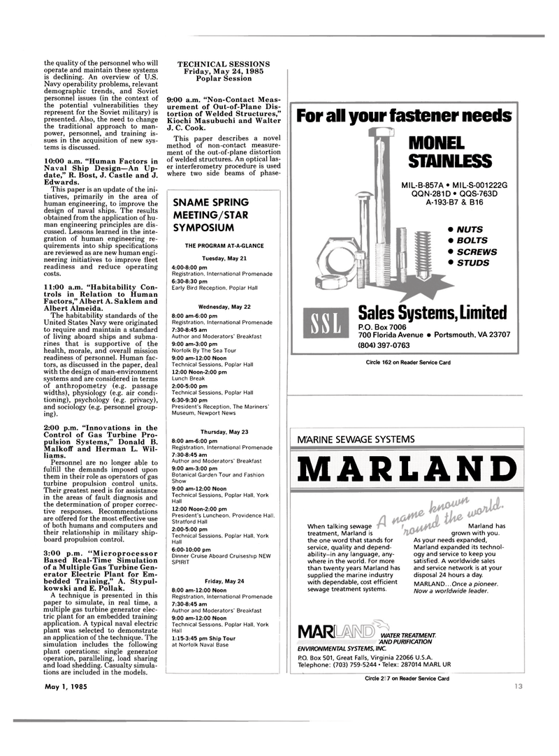 Maritime Reporter Magazine, page 4th Cover,  May 1985