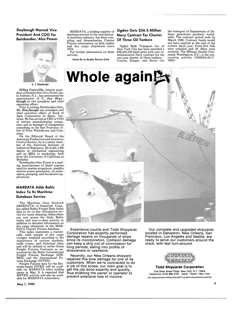 Maritime Reporter Magazine, page 3,  May 1985