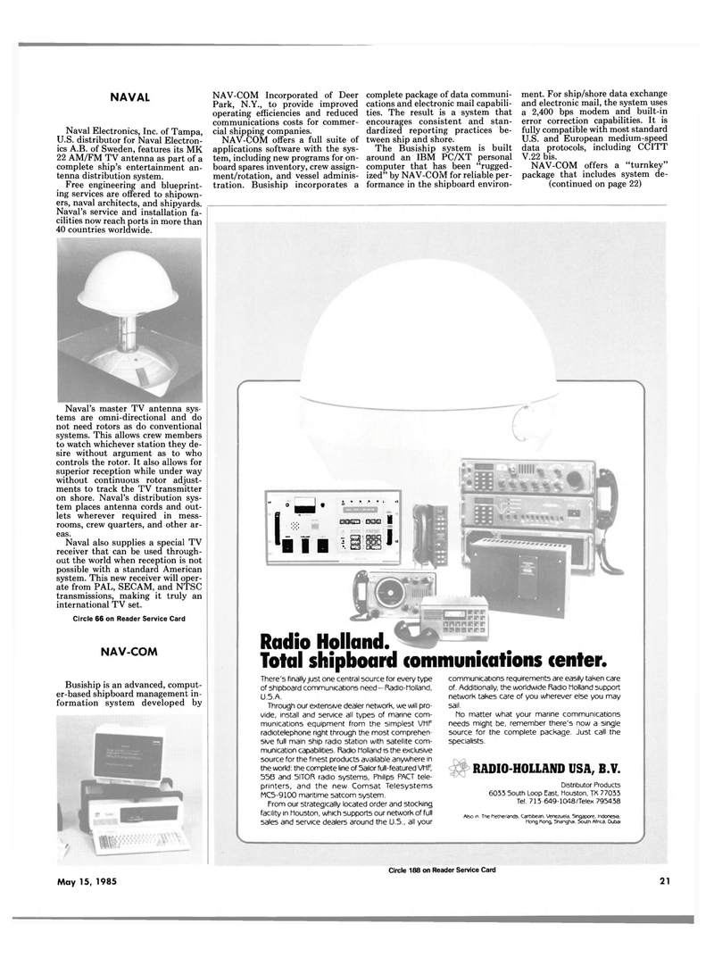 Maritime Reporter Magazine, page 19,  May 15, 1985