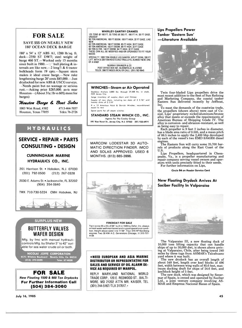 Maritime Reporter Magazine, page 43,  May 16, 1985