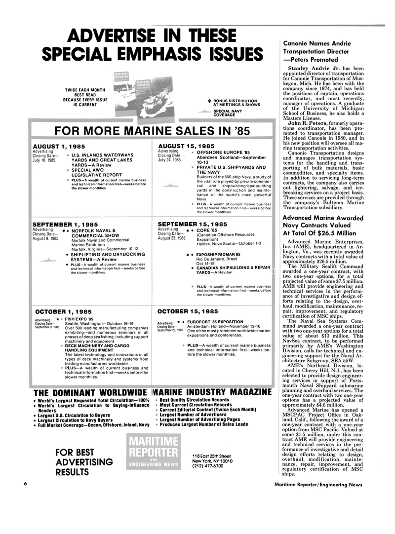 Maritime Reporter Magazine, page 4,  May 16, 1985