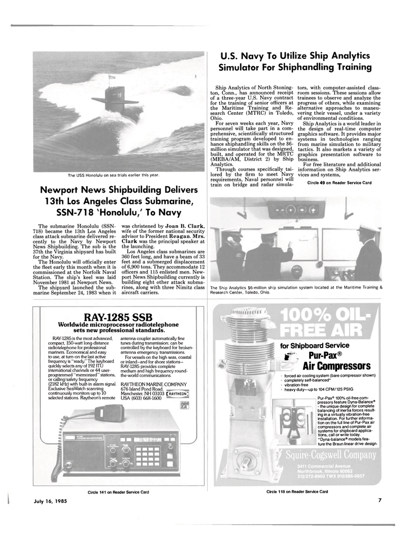 Maritime Reporter Magazine, page 5,  May 16, 1985