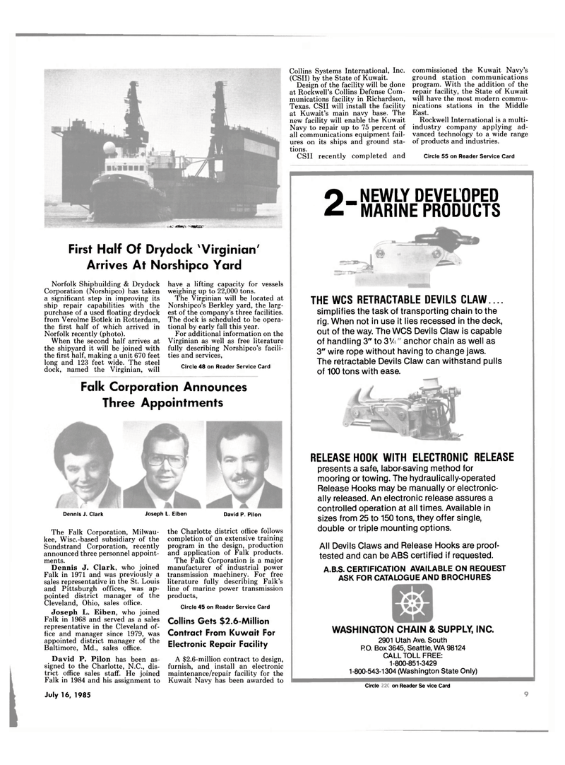 Maritime Reporter Magazine, page 7,  May 16, 1985