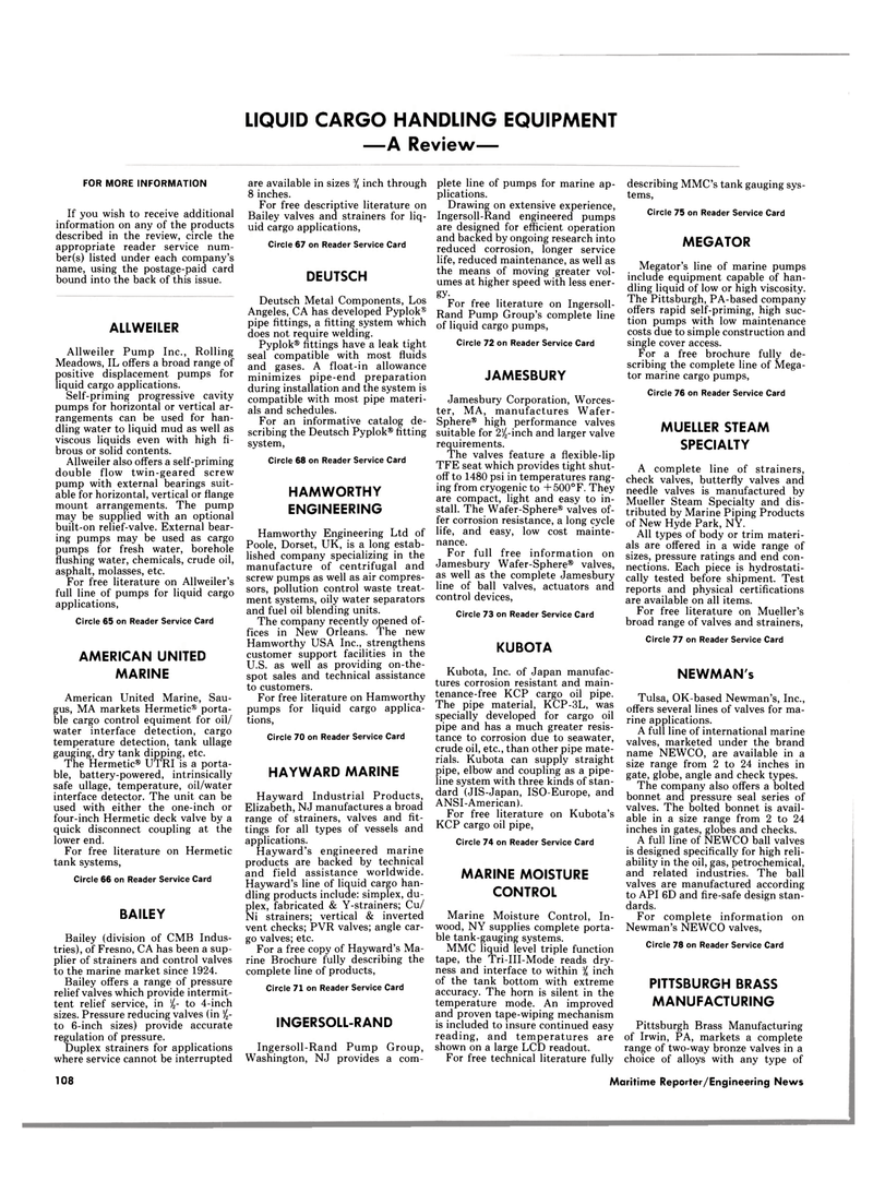 Maritime Reporter Magazine, page 110,  Jun 1985