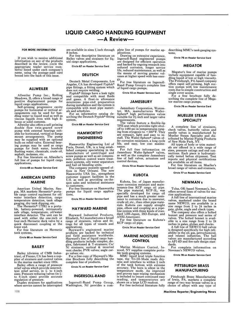 Maritime Reporter Magazine, page 112,  Jun 1985