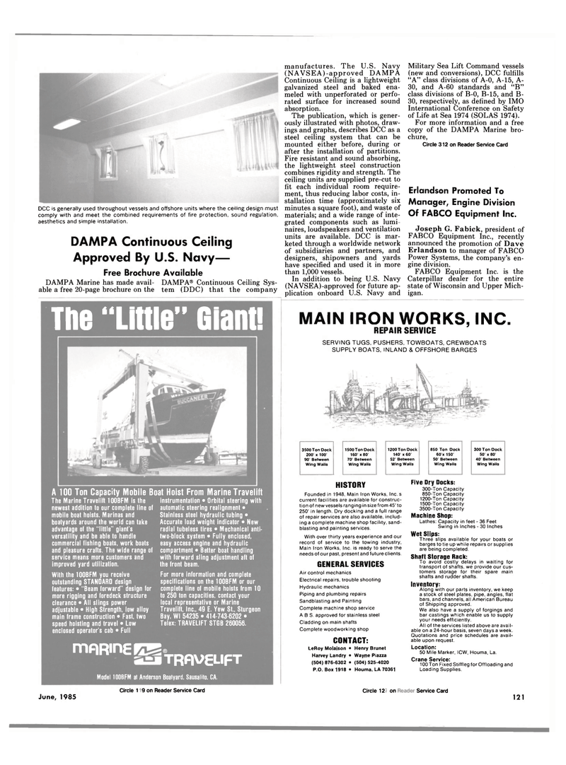 Maritime Reporter Magazine, page 123,  Jun 1985