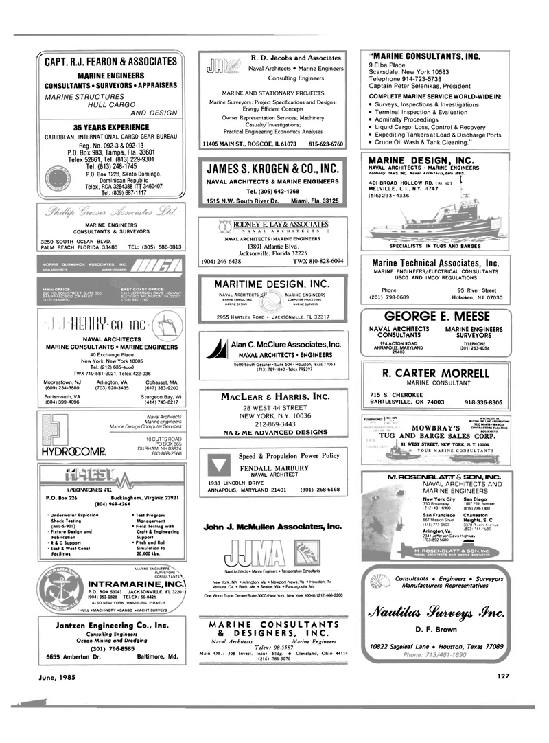 Maritime Reporter Magazine, page 129,  Jun 1985