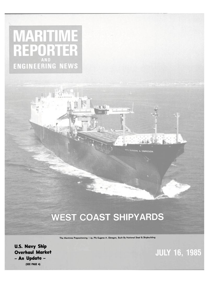 Maritime Reporter Magazine Cover Jul 15, 1985 - 