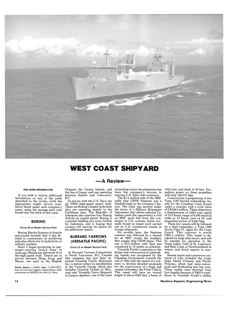 Maritime Reporter Magazine, page 12,  Jul 15, 1985