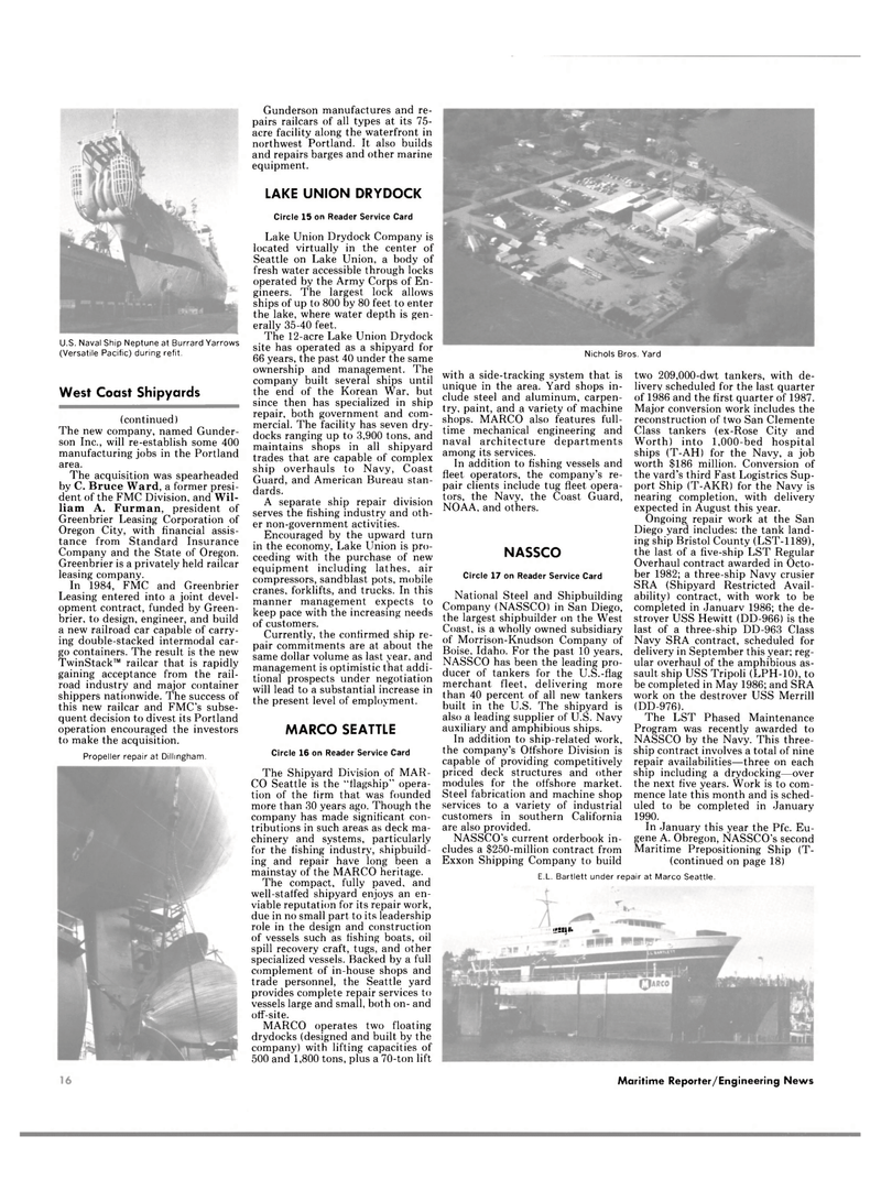Maritime Reporter Magazine, page 14,  Jul 15, 1985
