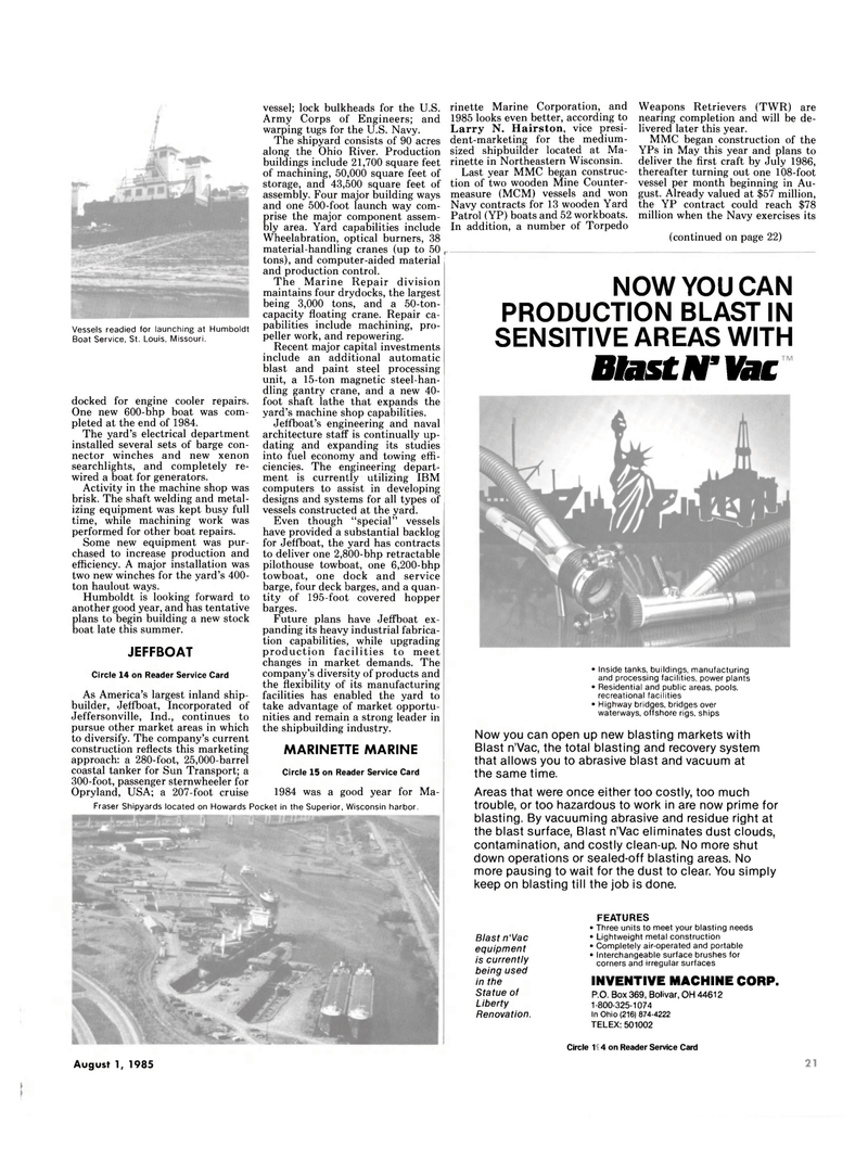 Maritime Reporter Magazine, page 19,  Aug 1985