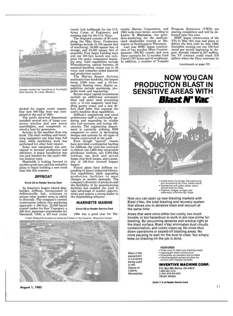 Maritime Reporter Magazine, page 21,  Aug 1985