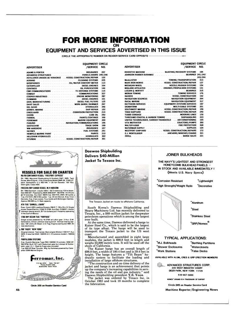 Maritime Reporter Magazine, page 48,  Aug 1985