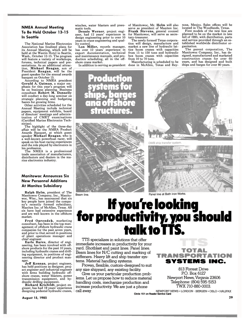 Maritime Reporter Magazine, page 27,  Aug 15, 1985