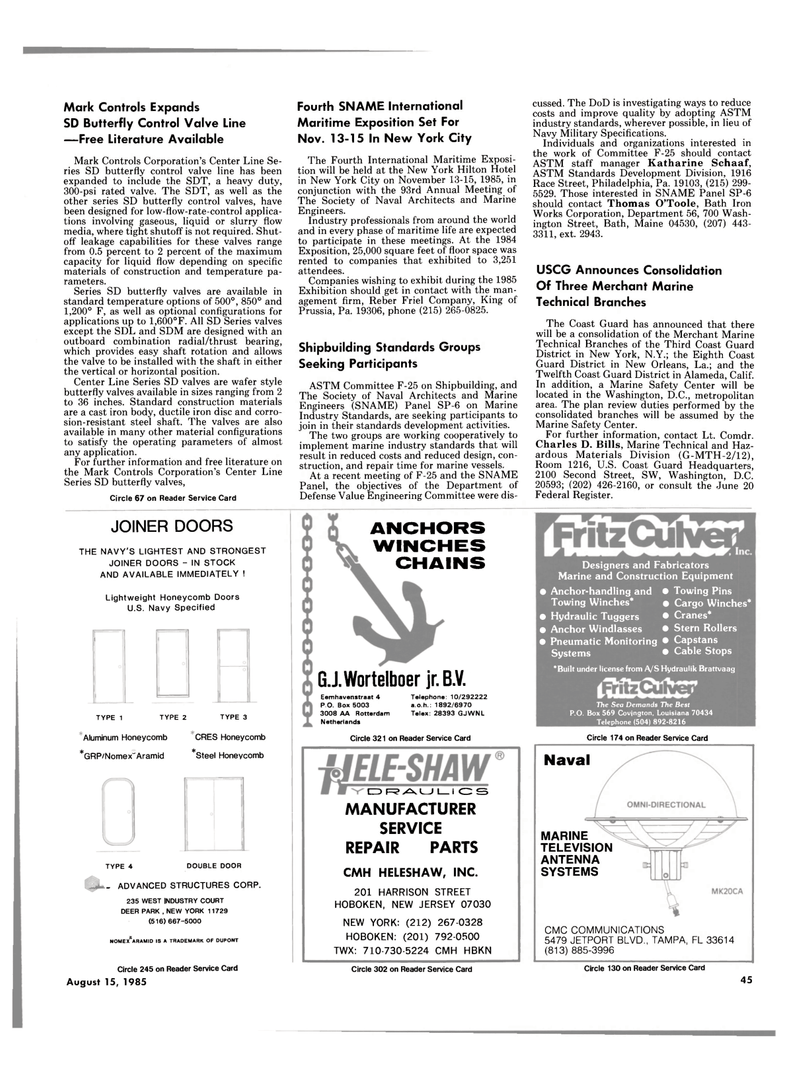 Maritime Reporter Magazine, page 41,  Aug 15, 1985