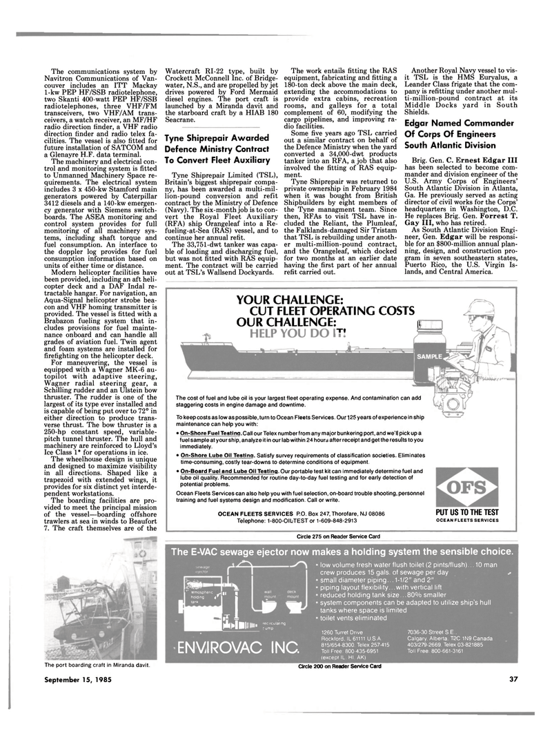 Maritime Reporter Magazine, page 33,  Sep 15, 1985
