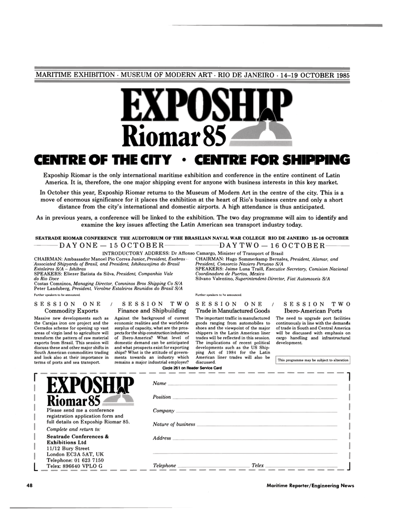 Maritime Reporter Magazine, page 40,  Sep 15, 1985