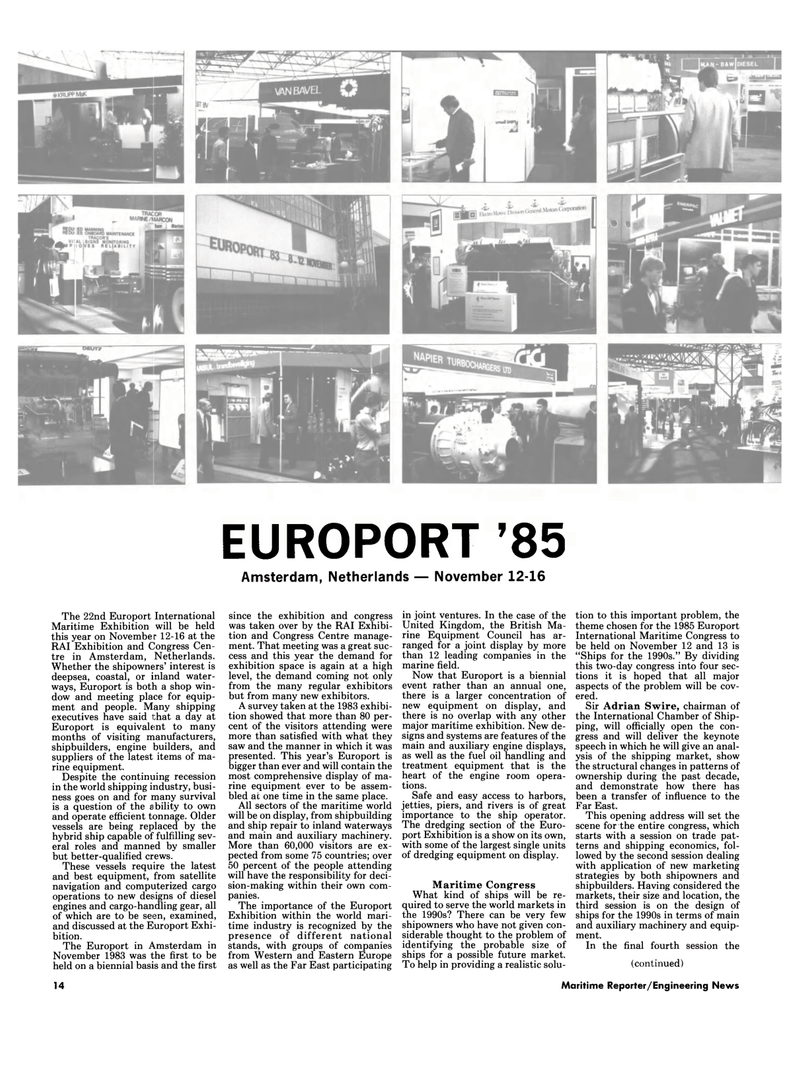 Maritime Reporter Magazine, page 12,  Oct 15, 1985
