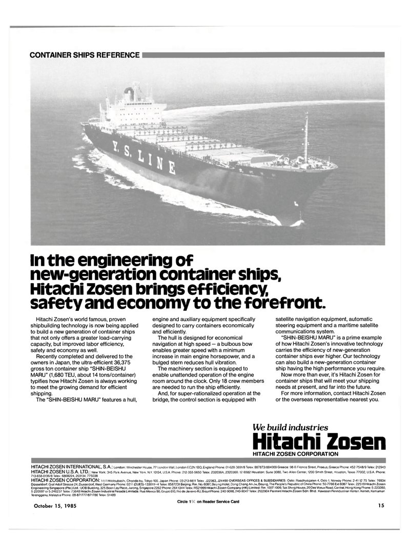 Maritime Reporter Magazine, page 13,  Oct 15, 1985