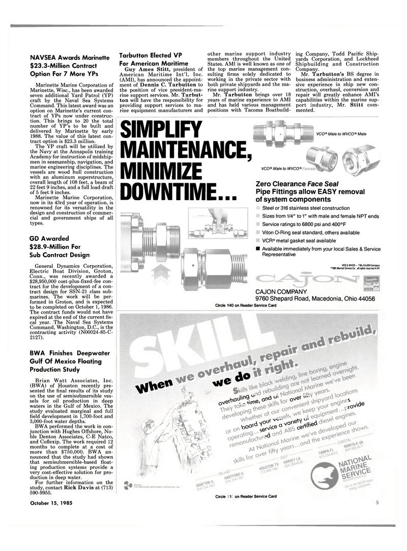 Maritime Reporter Magazine, page 3,  Oct 15, 1985