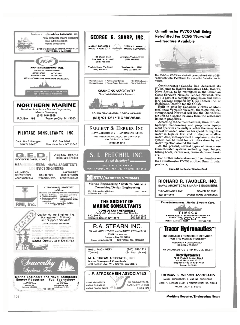 Maritime Reporter Magazine, page 102,  Nov 1985
