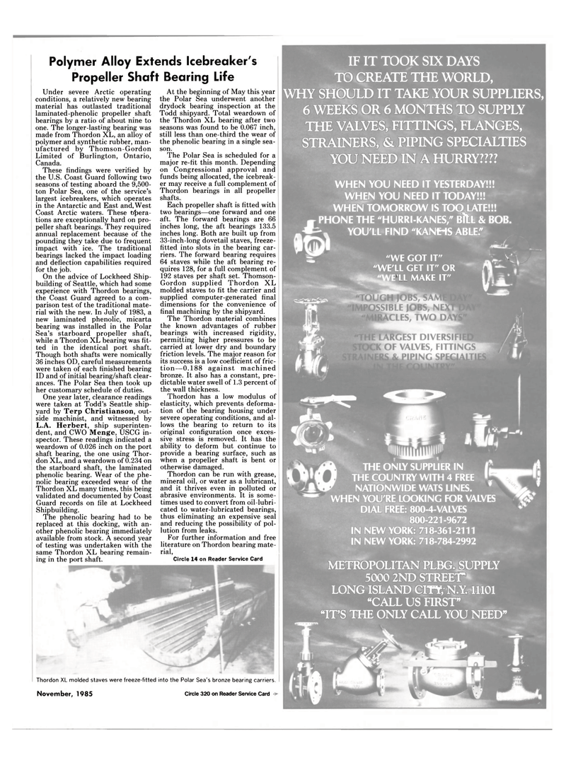 Maritime Reporter Magazine, page 115,  Nov 1985