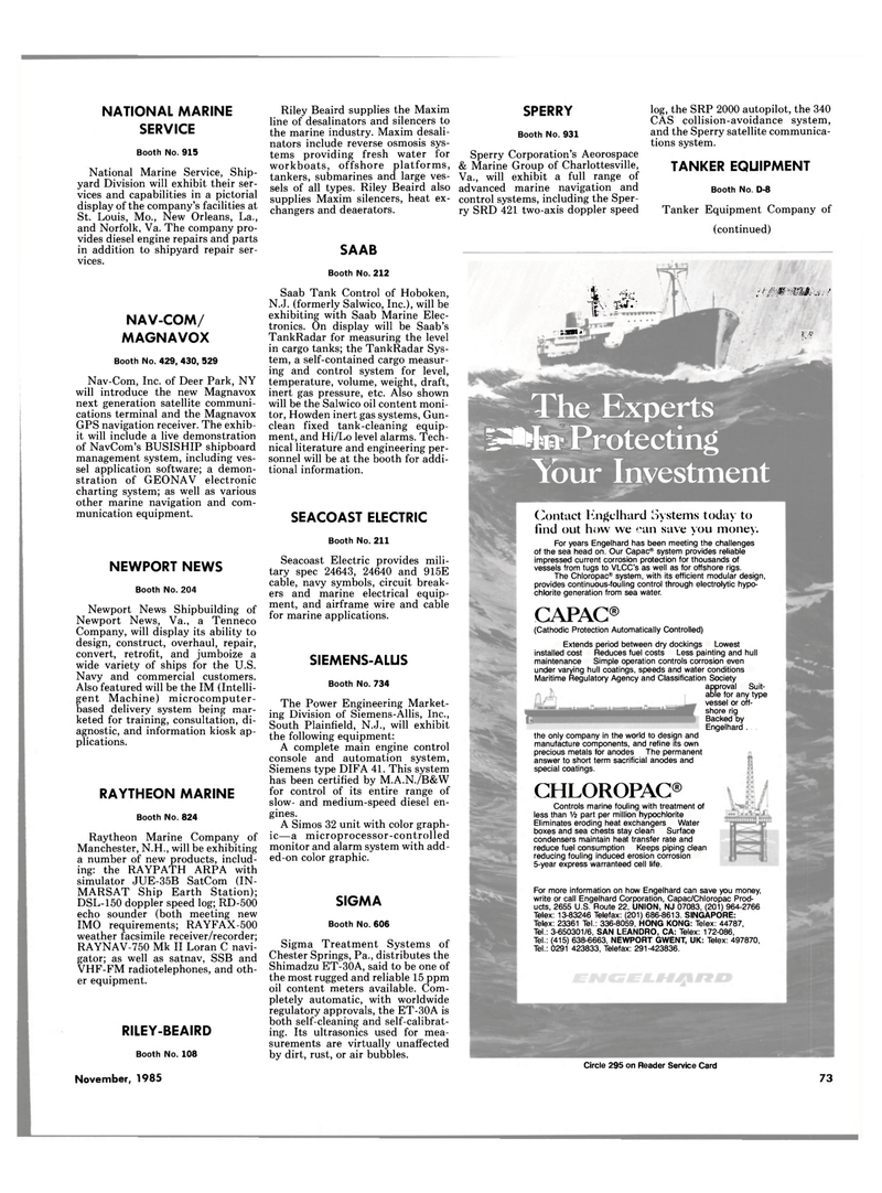 Maritime Reporter Magazine, page 67,  Nov 1985