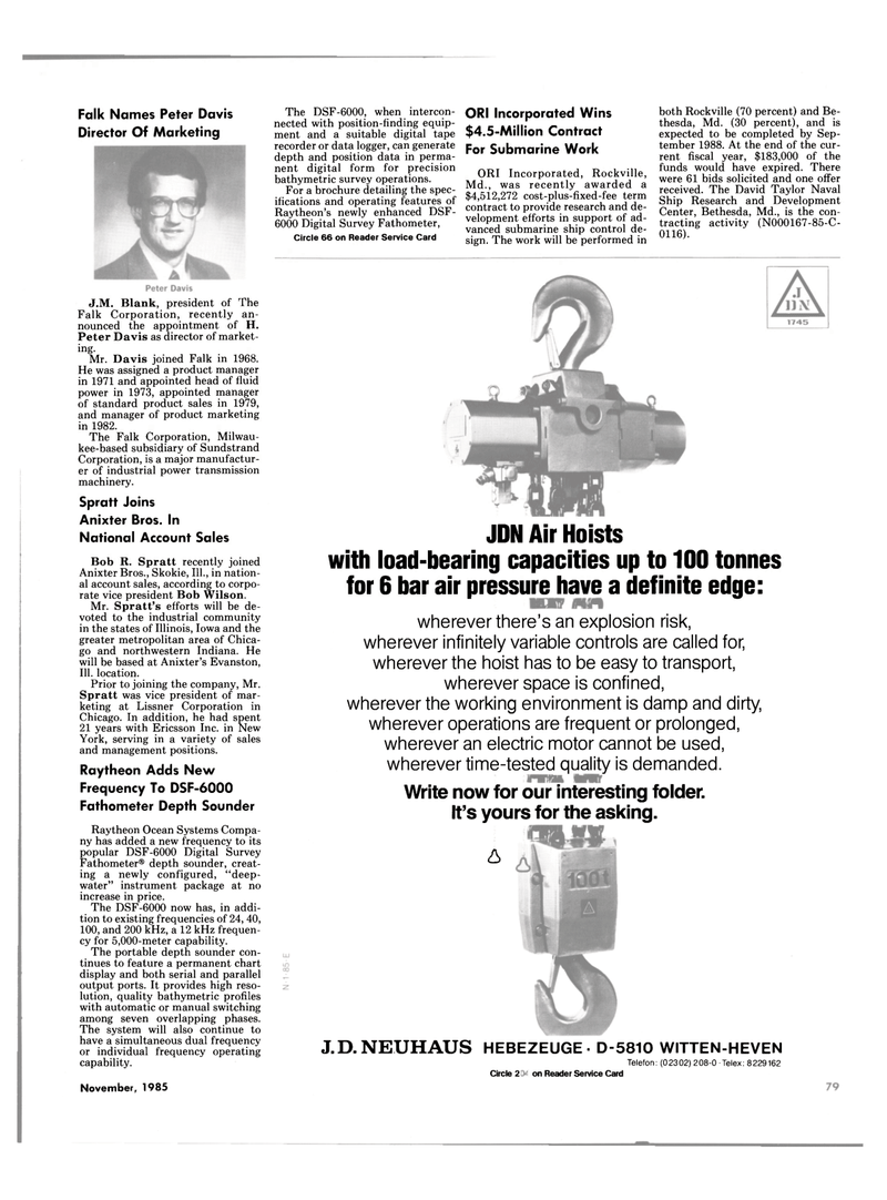 Maritime Reporter Magazine, page 73,  Nov 1985