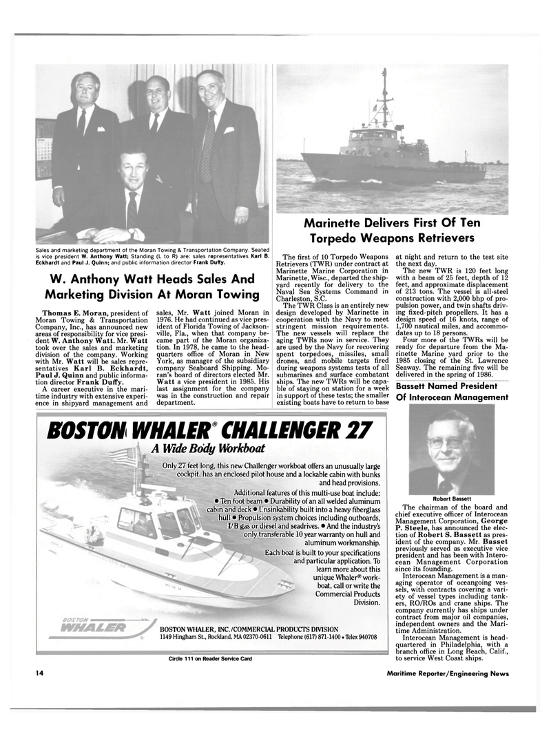 Maritime Reporter Magazine, page 12,  Dec 1985