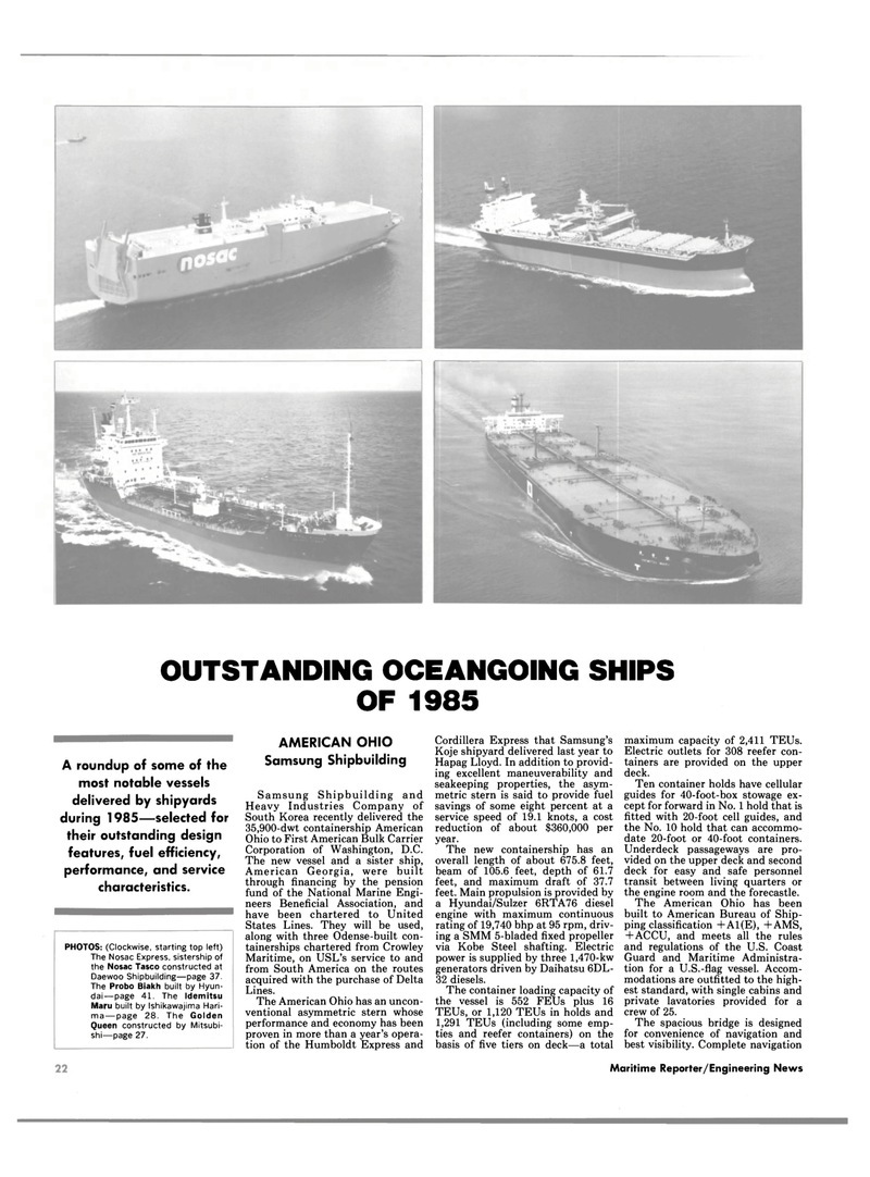 Maritime Reporter Magazine, page 22,  Dec 1985