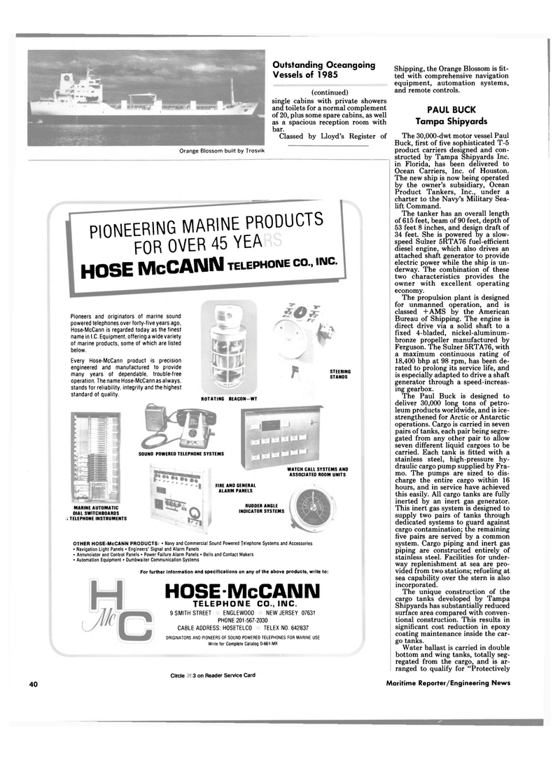 Maritime Reporter Magazine, page 40,  Dec 1985
