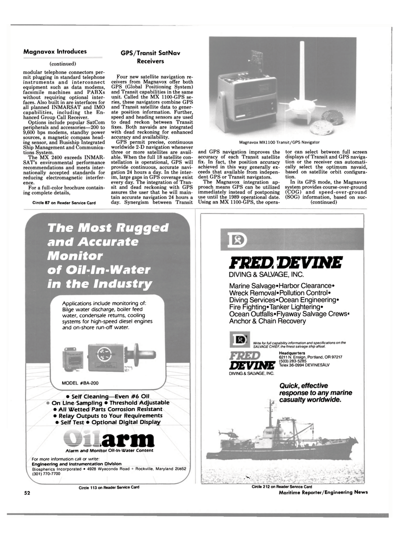 Maritime Reporter Magazine, page 52,  Dec 1985