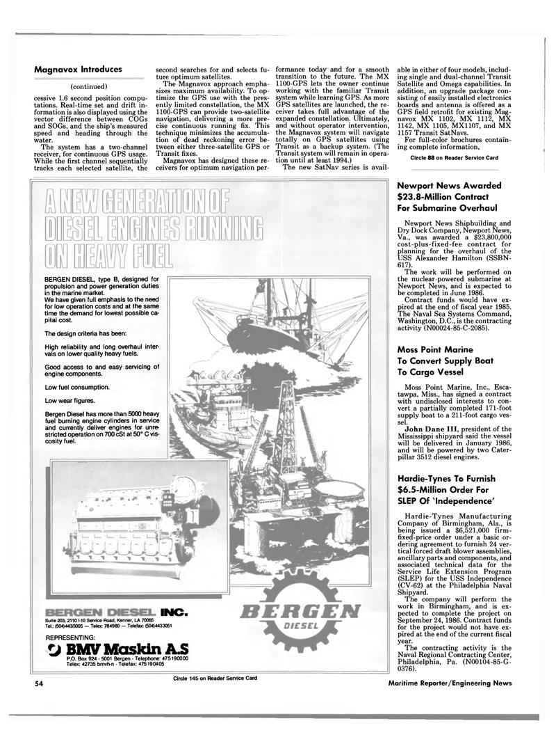 Maritime Reporter Magazine, page 54,  Dec 1985