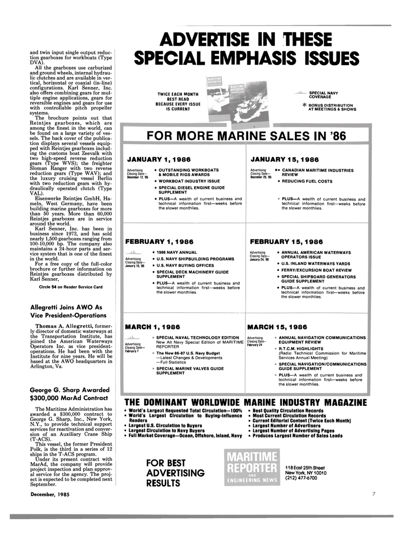 Maritime Reporter Magazine, page 5,  Dec 1985
