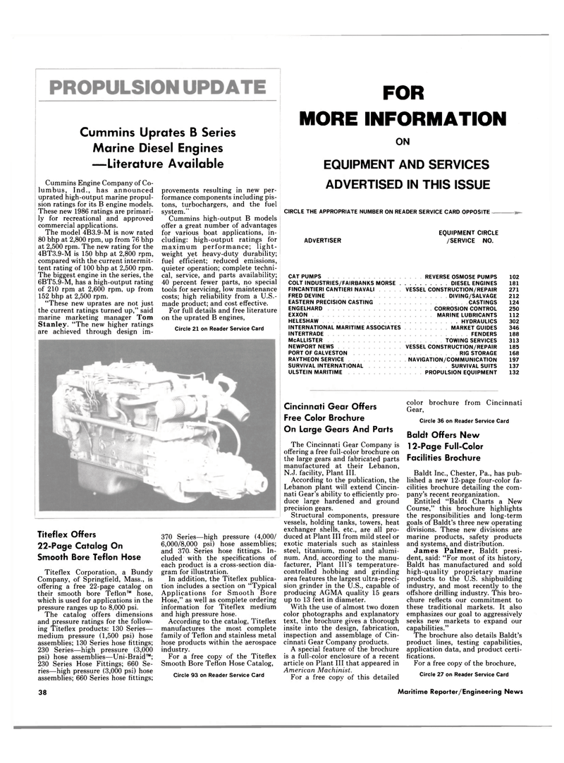 Maritime Reporter Magazine, page 36,  Jan 15, 1986