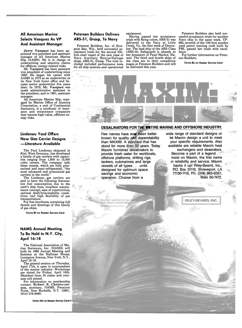 Maritime Reporter Magazine, page 29,  Feb 1986