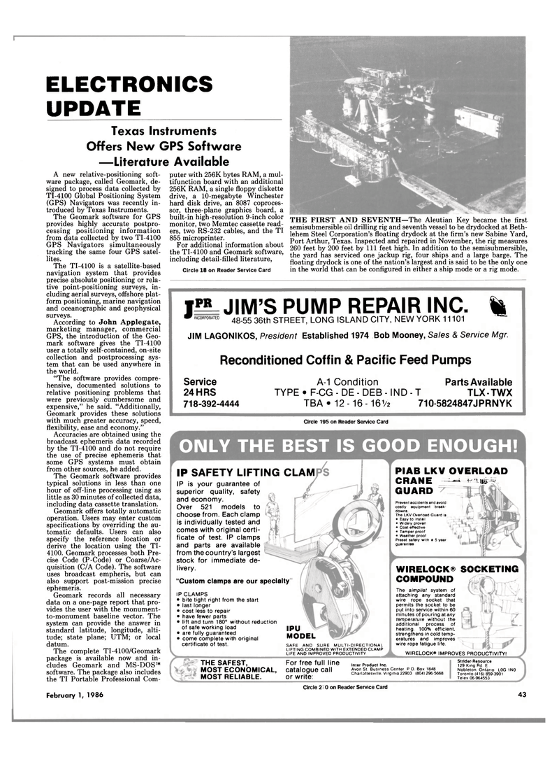 Maritime Reporter Magazine, page 41,  Feb 1986