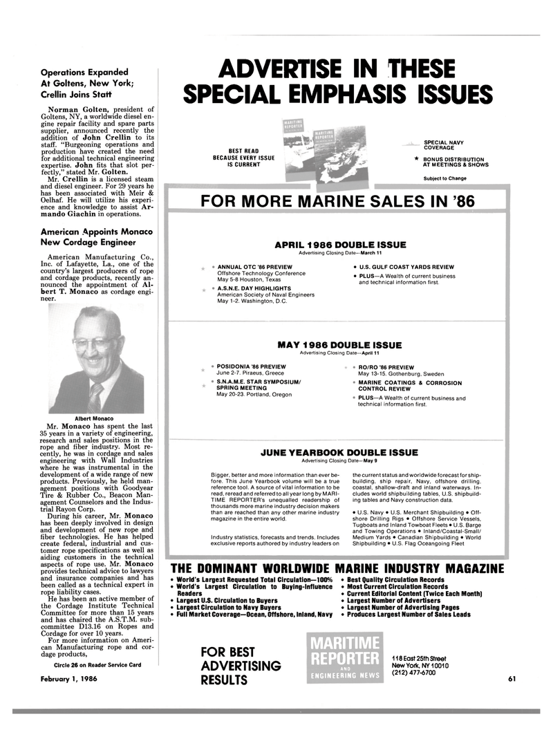 Maritime Reporter Magazine, page 57,  Feb 1986
