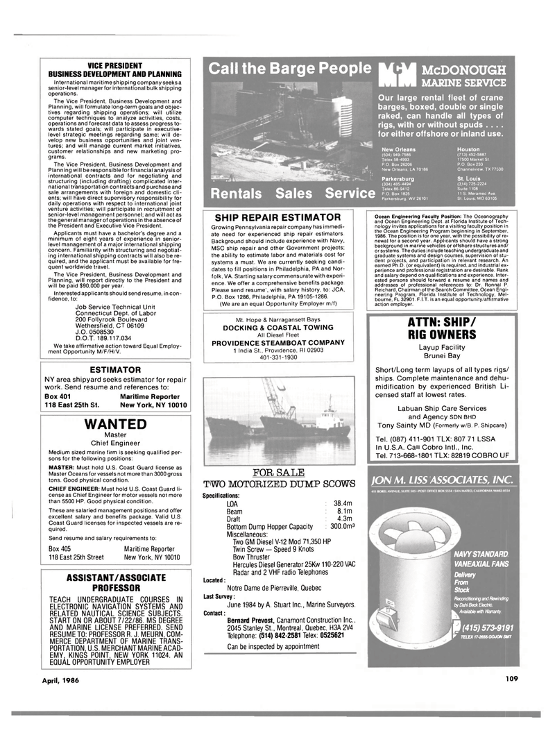 Maritime Reporter Magazine, page 101,  Apr 1986