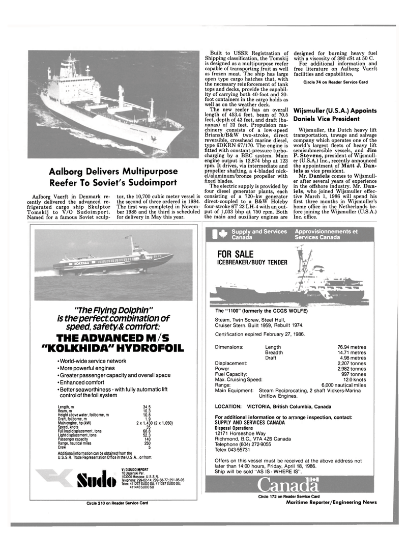 Maritime Reporter Magazine, page 80,  Apr 1986