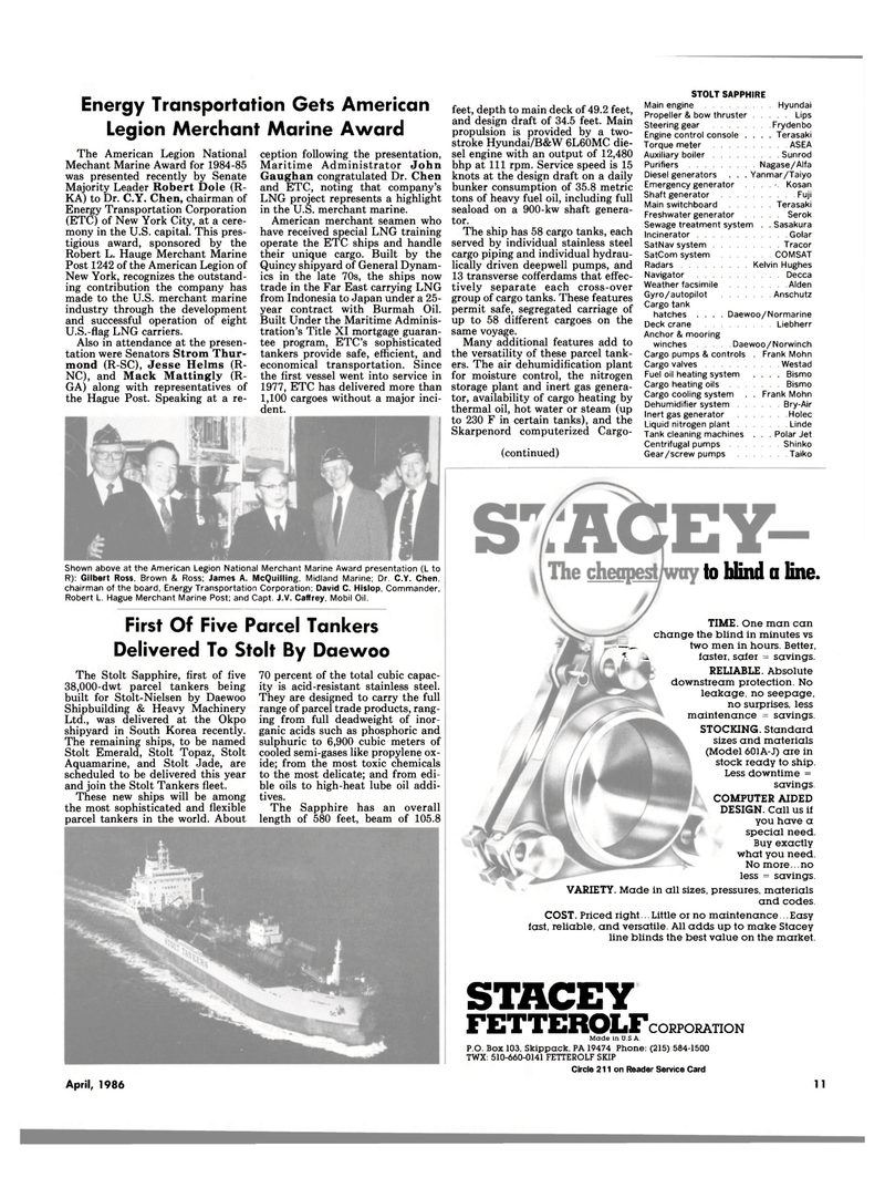 Maritime Reporter Magazine, page 7,  Apr 1986