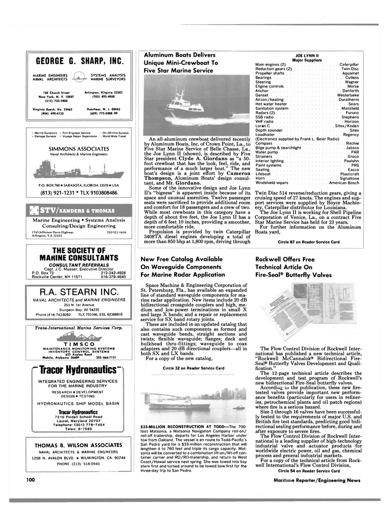 Maritime Reporter Magazine, page 94,  Apr 1986