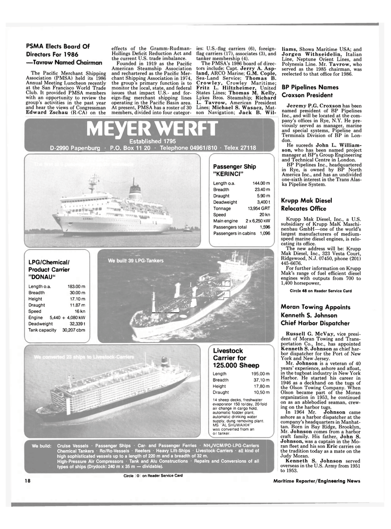 Maritime Reporter Magazine, page 16,  May 1986