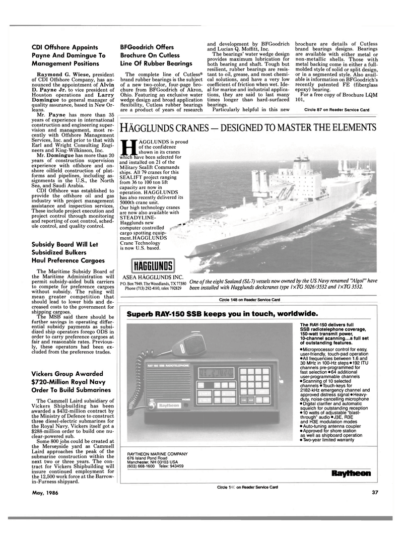 Maritime Reporter Magazine, page 35,  May 1986