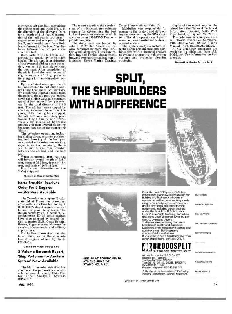 Maritime Reporter Magazine, page 41,  May 1986
