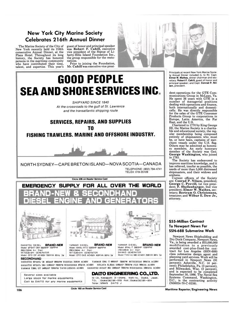 Maritime Reporter Magazine, page 106,  Jun 1986