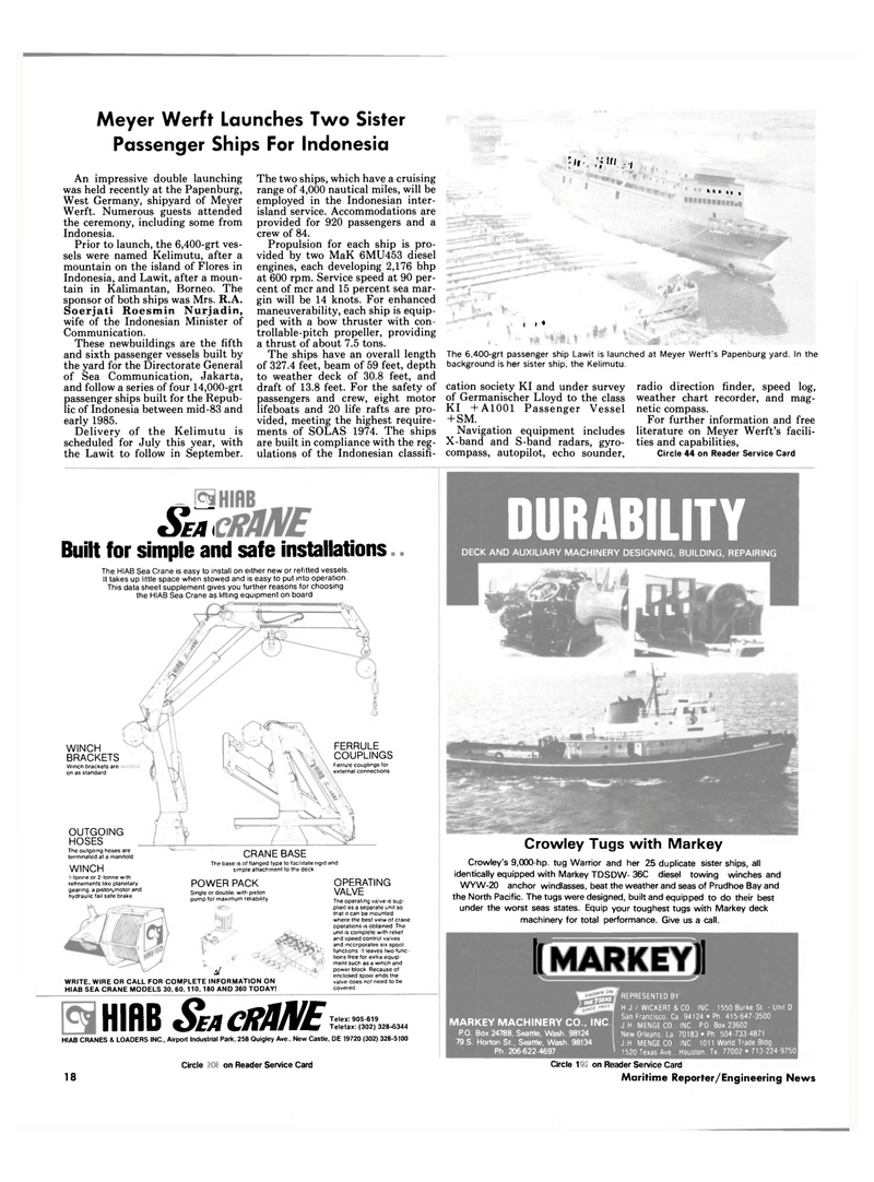 Maritime Reporter Magazine, page 16,  Jun 1986