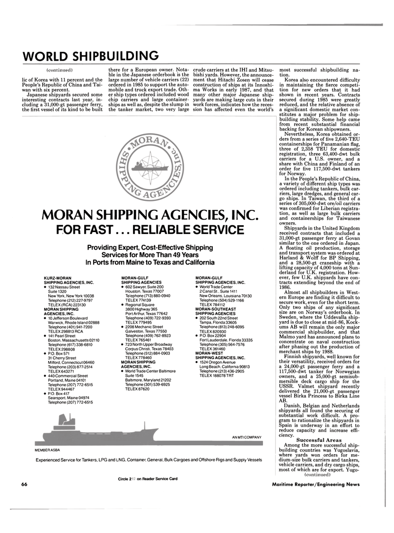 Maritime Reporter Magazine, page 66,  Jun 1986