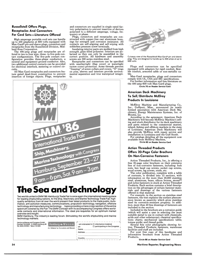 Maritime Reporter Magazine, page 54,  Jul 15, 1986