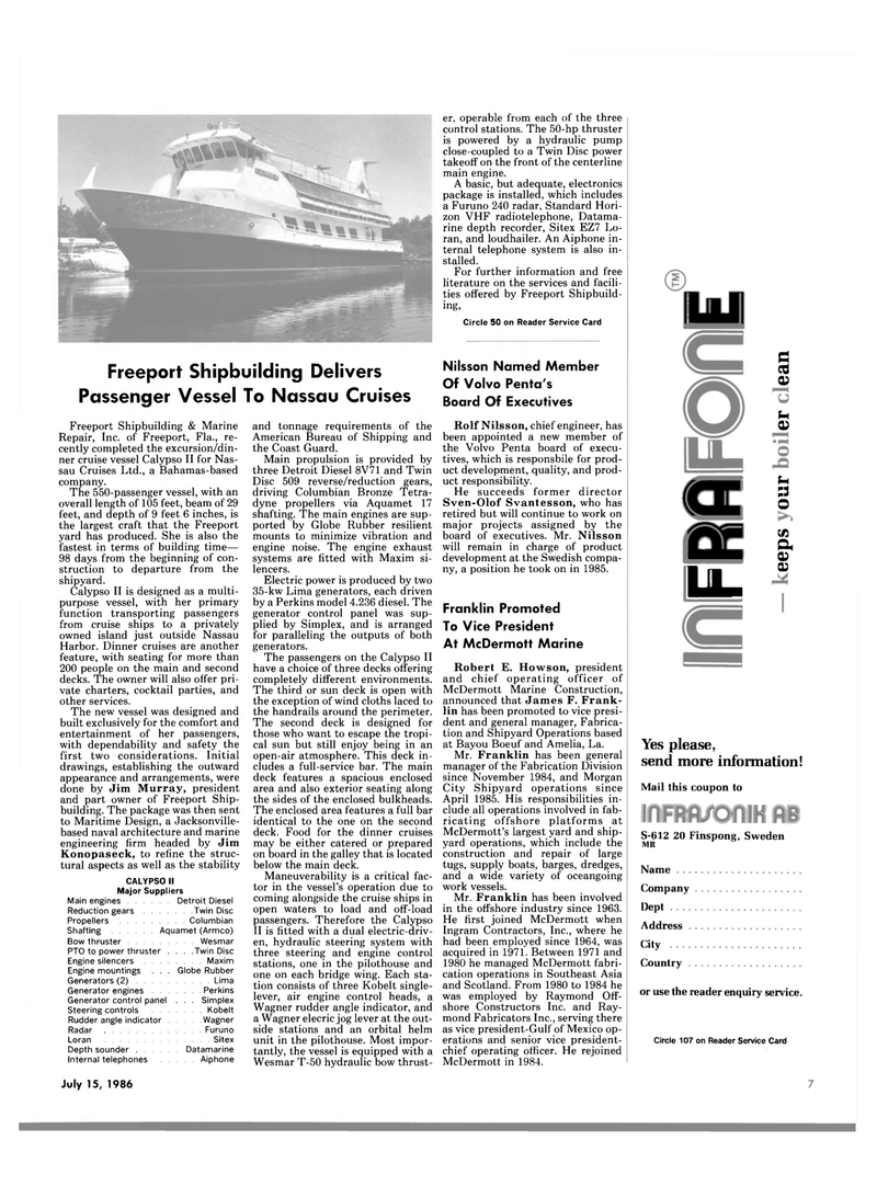 Maritime Reporter Magazine, page 5,  Jul 15, 1986